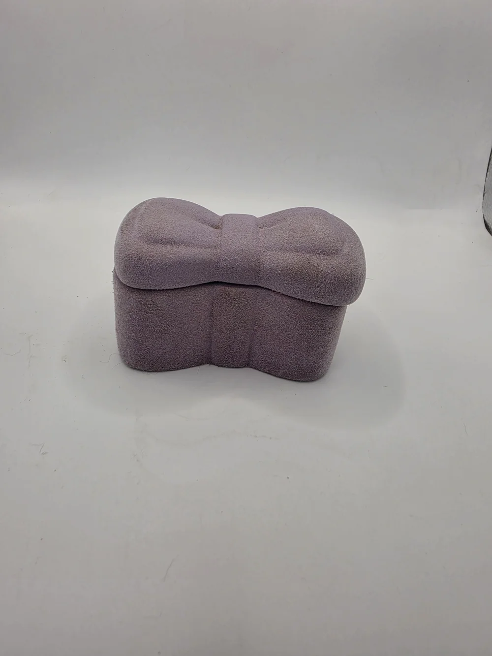 Marianne's Purple Flocked Velvet Bow Trinket Jewelry Box  Storage Case